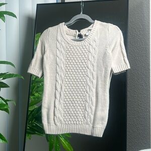 H&M Cream Short Sleeve Cable Knit Top